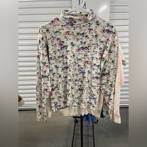 Vintage Honors Floral Turtleneck Shirt Long Sleeves, Retro Style, Unique Design